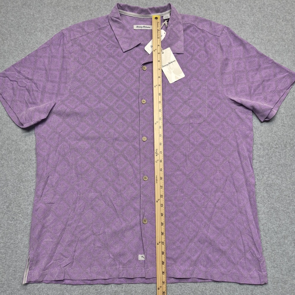 Tommy Bahama Shirt Mens 2XL Purple Solid Diamond Isle Jacquard Button Down NWT - Picture 9 of 15